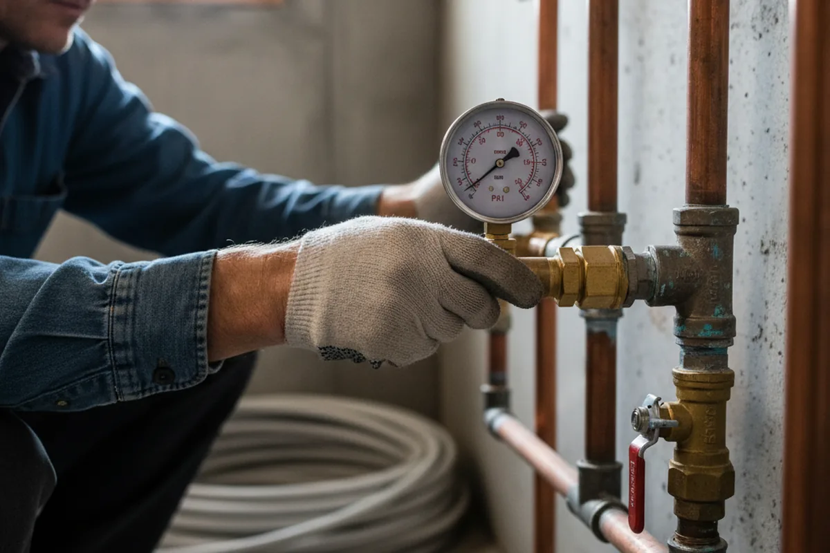 Pressure testing a repaired line during Water Line Repair in Salix